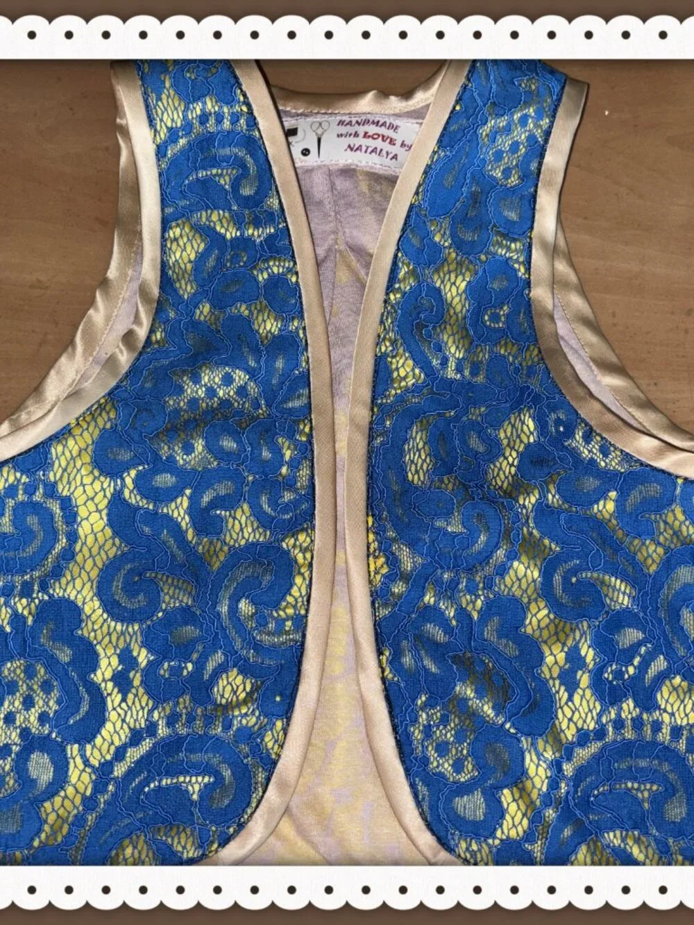 Bridal Girls Bolero Sleeveless Vest Deep Blue Lace Double Lined Size XS 5-10 yrs